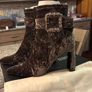 Badgley Mischka Dark Brown Velvet Heeled Boots
